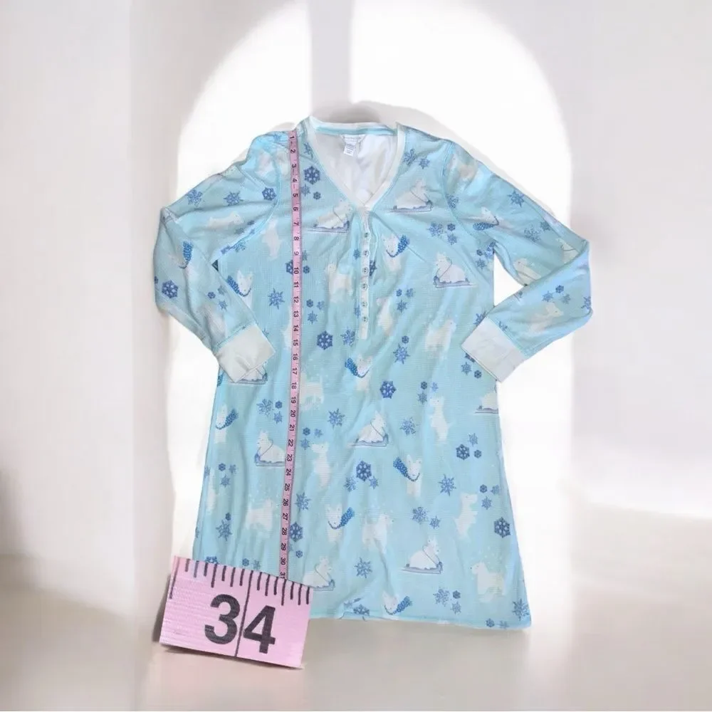 Charter Club Sleepwear l Long-sleeve PJ, Nightgown l Puppy on a Sled l L l EUC